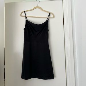 Aritzia Sunday Best Black Satin Mini Cowl Neck Dress sz S